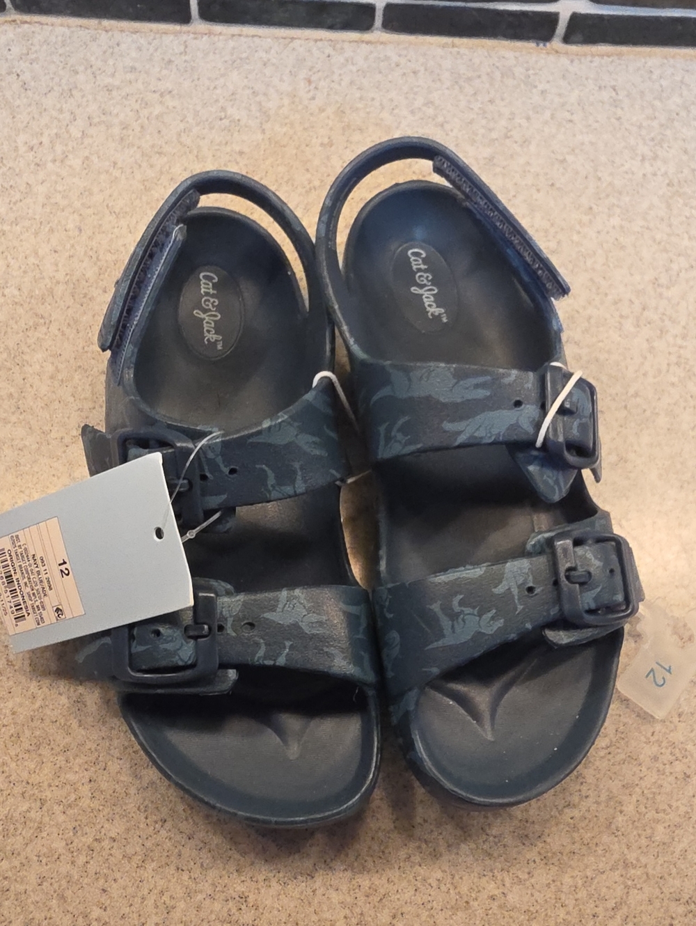 Cat & Jack Boys' Dark Blue Camo Adjustable Buckle Sandals
